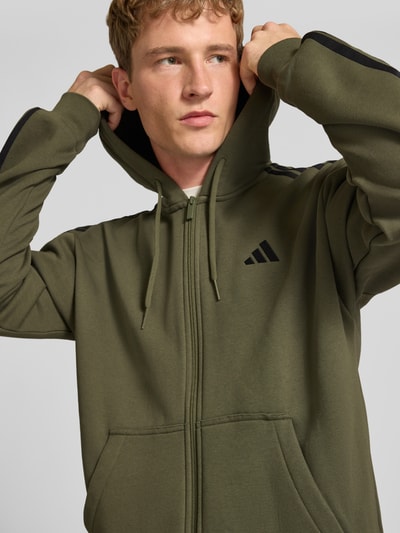 adidas Sportswear Regular Fit Sweatjacke aus Baumwoll-Mix Modell 'M 3S FL FZ HD' Oliv 3