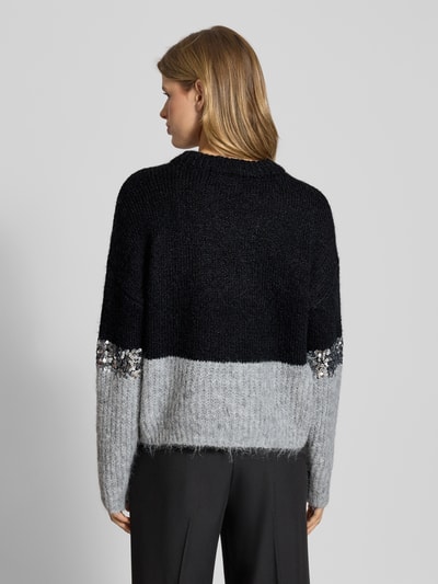 Only Relaxed fit gebreide pullover met wol, model 'MAINE' Metallic zwart - 5