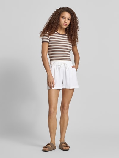 ONLY Bermudy o kroju relaxed fit z mieszanki wiskozy i lnu model 'GOA' Biały 1