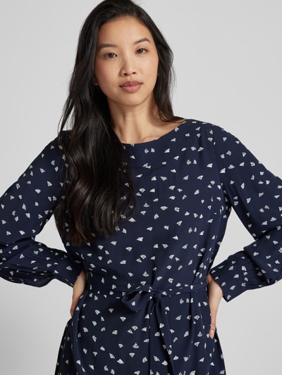 Tom Tailor Knielange jurk met all-over motief Marineblauw - 3