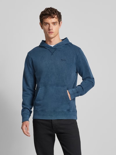 Pepe Jeans Hoodie met labelstitching, model 'Silverton' Donkerblauw - 4