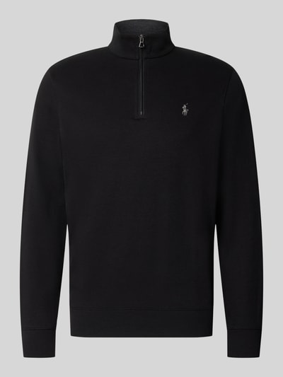 Produktfoto, Regular Fit Sweatshirt aus Baumwoll-Mix von Polo Ralph Lauren in Schwarz mit kurzem Reißverschluss und glatter Oberfläche