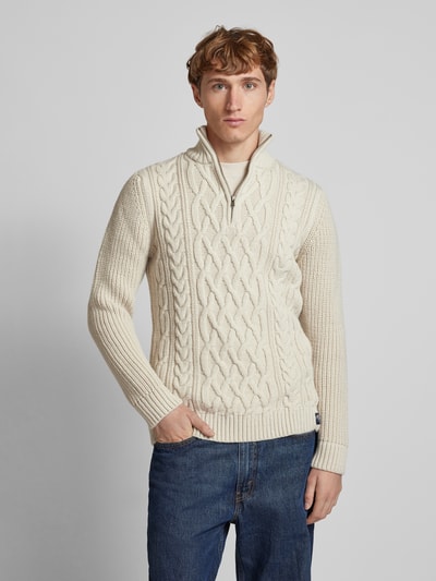 Superdry Gebreide pullover met kabelpatroon, model 'Jacob' Offwhite - 4