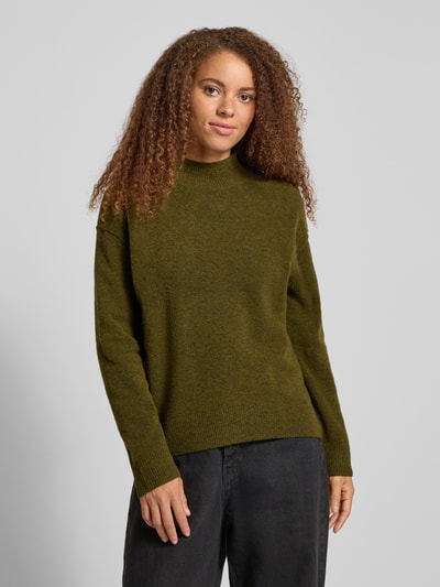 Marc O'Polo Denim Sweter o kroju regular fit z dzianiny z mieszanki żywej wełny  Oliwkowy 4