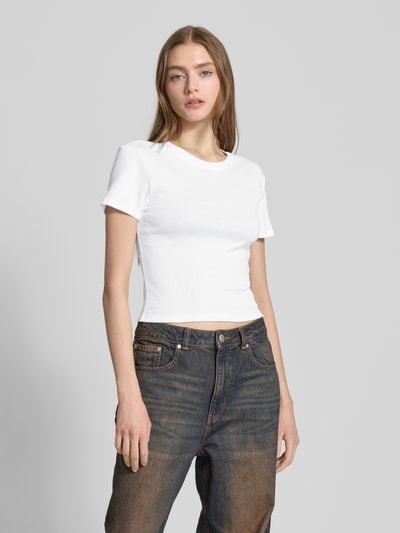 Only Slim Fit T-shirt aus reiner Baumwolle Modell 'ELINA' Weiss 4