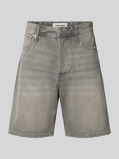 Produktfoto, Loose Fit Jeansshorts mit Eingrifftaschen Modell 'TONY' von Jack & Jones aus reiner Baumwolle im Used-Look, grau, Vorderansicht