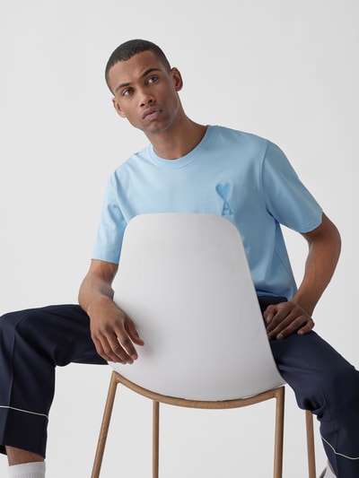 AMI PARIS T-Shirt mit Label-Stitching Hellblau 3