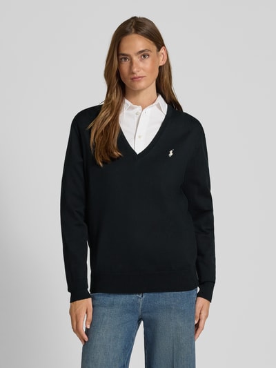 Polo Ralph Lauren Gebreide pullover met logostitching en V-hals Zwart - 4
