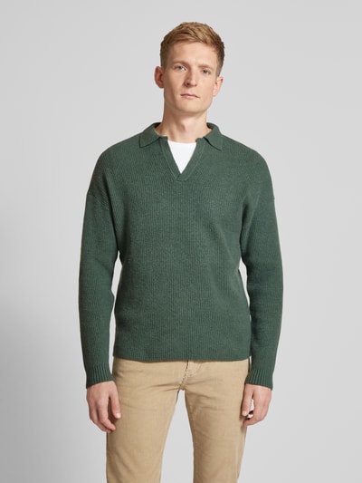 Drykorn Gebreide pullover met ribboorden, model 'RUSTINO' Olijfgroen - 4