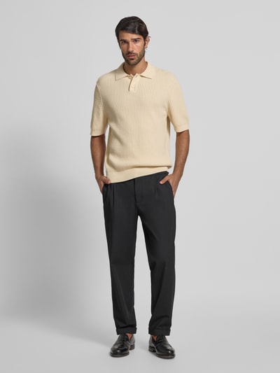 BOSS Orange Relaxed fit poloshirt van een mix van katoen en kapok Ecru - 1