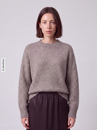 VERO MODA oversized pullover met wol model 'BOOM' Zand - 4