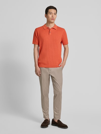 Christian Berg Men Poloshirt mit gerippten Abschlüssen Kupfer 1