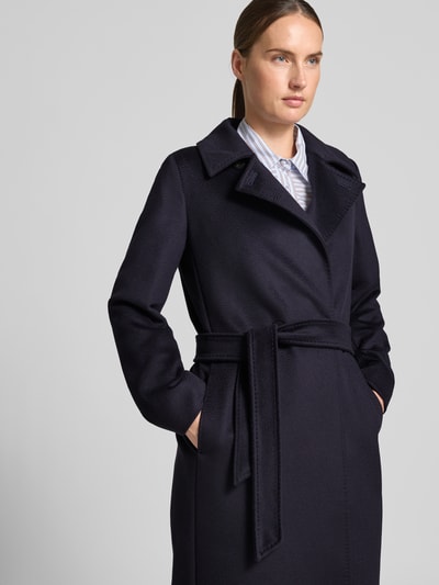 Max Mara Studio Gerader Mantel aus reiner Schurwolle Modell 'BCOLLAG' Dunkelblau 3