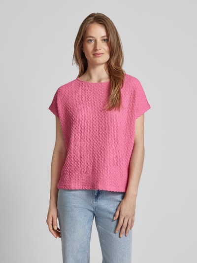 Tom Tailor T-Shirt in unifarbenem Design mit Strukturmuster Pink 4