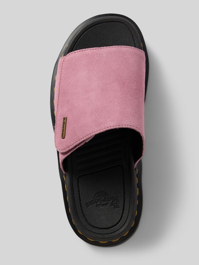 Productfoto, Sandalette uit leer met klittenbandsluiting model 'ZebZag Slide' van Dr. Martens, comfortmodel, echt leer, labeldetail, hakhoogte maat 40: 6 cm, dames, zwart en roze, grove structuur
