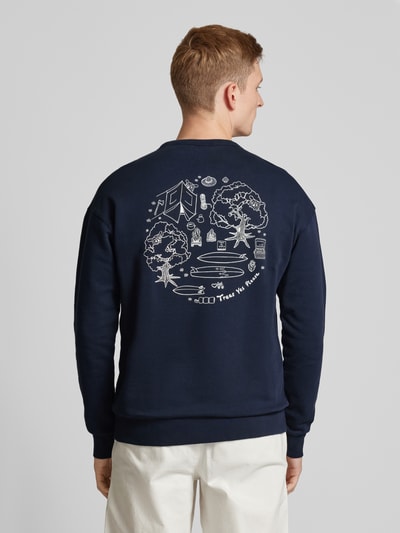 Knowledge Cotton Apparel Sweatshirt mit Label-Stitching Dunkelblau 5