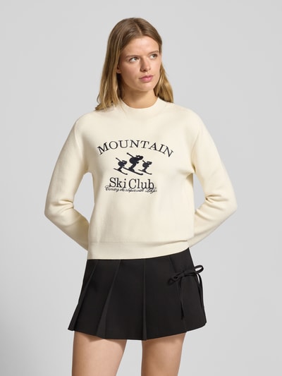 LeGer by Lena Gercke Gebreide pullover met labelstitching, model 'Allie' Offwhite - 4