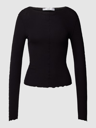 Mango Longsleeve mit Muschelsaum Modell 'KANSAS' Black 2