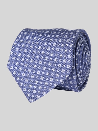 Gierremilano Zijden stropdas met fijn structuurmotief Jeansblauw - 1