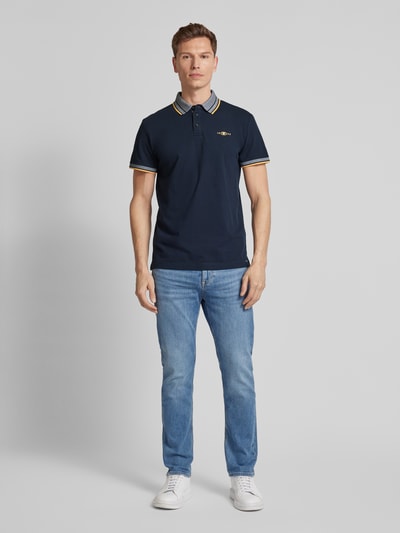 Tom Tailor Regular fit poloshirt met contraststrepen Marineblauw - 1