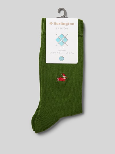 Burlington Sokken met logostitching, model 'Brit' Groen - 3