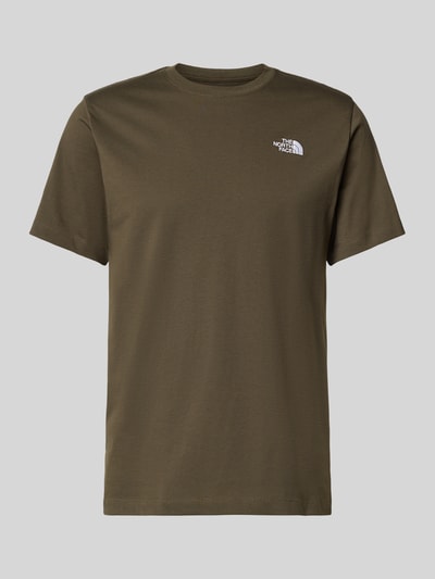 Produktfoto, Regular Fit T-Shirt aus Baumwoll-Mix Modell 'EVOLUTION' von The North Face für Herren, olivgrün, Rundhalsausschnitt, Label-Detail