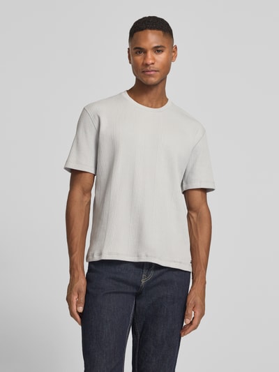 BOSS Regular Fit T-Shirt mit mit Waffelstruktur Modell 'STRUCTURE' Hellgrau 4