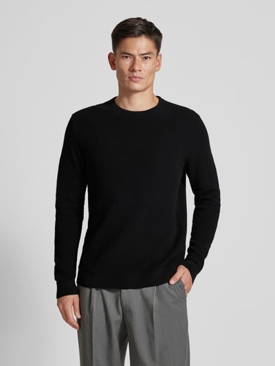 SELECTED HOMME Gebreide pullover met structuurmotief, model 'ROSS' Zwart - 4