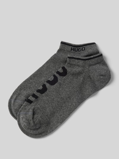 HUGO Sneakersocken mit Label-Print im 2er-Pack Mittelgrau Melange 1