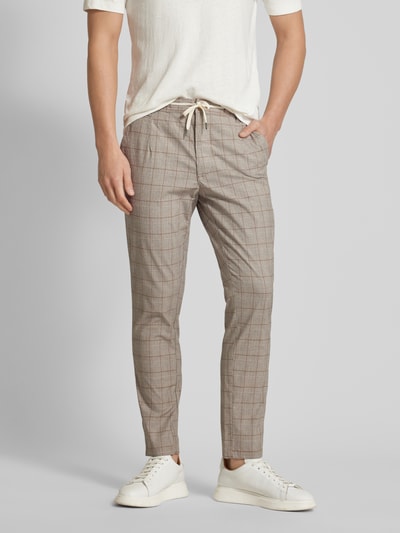 Lindbergh Tapered Fit Stoffhose mit Glencheck-Muster Camel 4