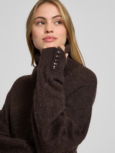 ICHI Regular Fit Strickpullover mit Alpaka-Anteil Modell 'IHKAMARA' Dunkelbraun 3