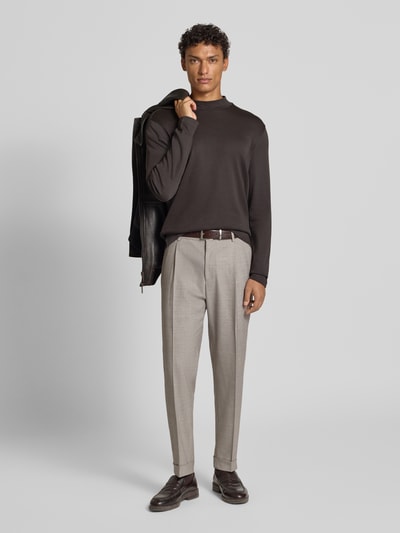 Christian Berg Men Shirt met lange mouwen en opstaande kraag Antraciet - 1