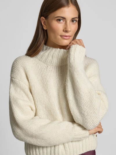 Marc Cain Relaxed Fit Wollpullover mit Alpaka-Anteil in Strick-Optik Offwhite 3