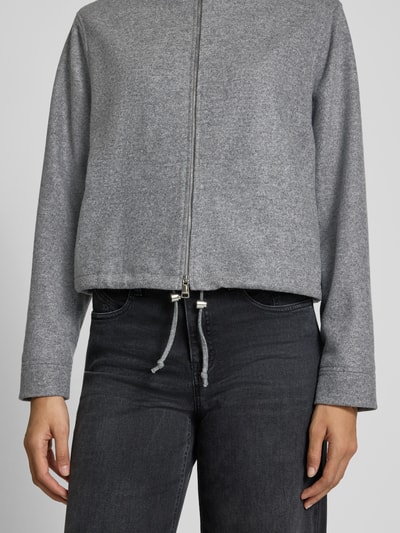 Windsor Strickjacke aus Schurwolle mit Zweiwege-Reißverschluss Mittelgrau Melange 3