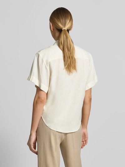 HUGO Loose Fit Kurzarmblusen aus Leinen-Viskose-Mix Modell 'ENCANTADA' Offwhite 5