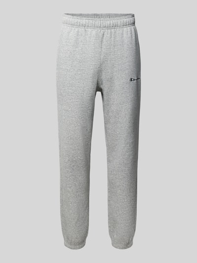 Productfoto, sweatpants met labelstitching Model 'ICONS' van Champion in lichtgrijs katoenmix, recht model, elastische band, zij-steekzakken, binnenbeenlengte maat M 76 cm