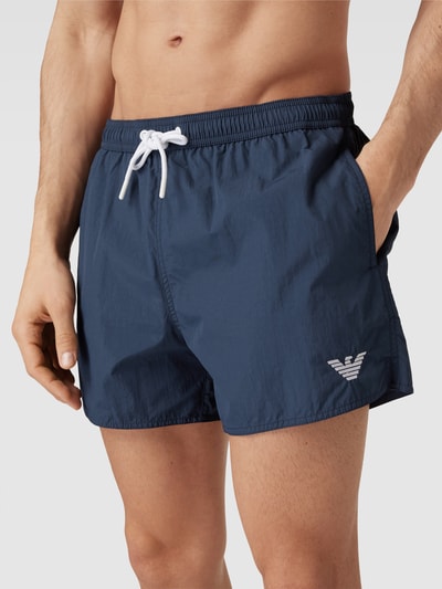 Emporio Armani Badehose mit Label-Stitching Modell 'Basic' Dunkelblau 3