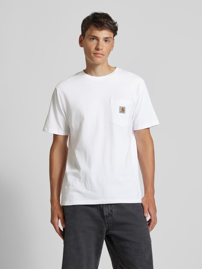 Carhartt Work In Progress T-shirt met labelpatch, model 'POCKET' Wit - 4