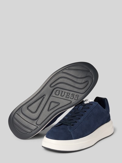 Guess Leren sneakers met labelpatch, model 'ELBA' Marineblauw - 4