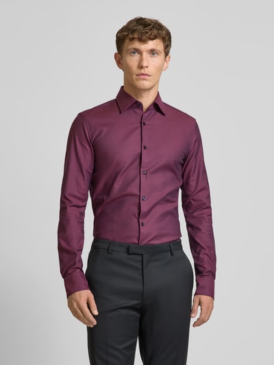 BOSS Slim Fit Business-Hemd mit extra langem Arm Modell 'Hank' Aubergine 4