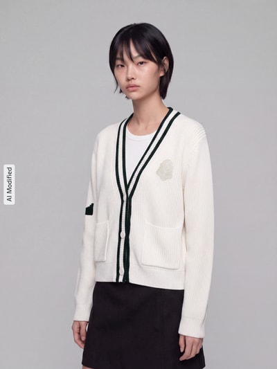 Lacoste Sport Relaxed Fit Strickjacke mit Woll-Anteil und Lyocell-Mix Weiss 4