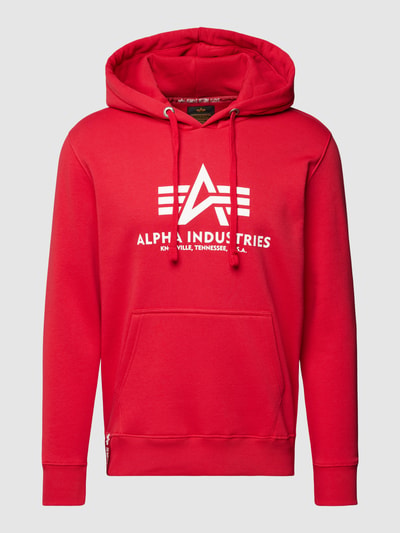 Alpha Industries Bluza z kapturem i nadrukiem z logo model ‘BASIC’ Czerwony 2