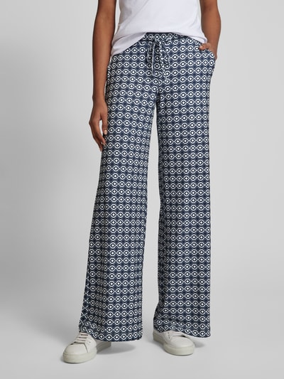 Brax Wide leg stoffen broek met all-over motief, model 'STYLE.MAINES' Blauw - 4