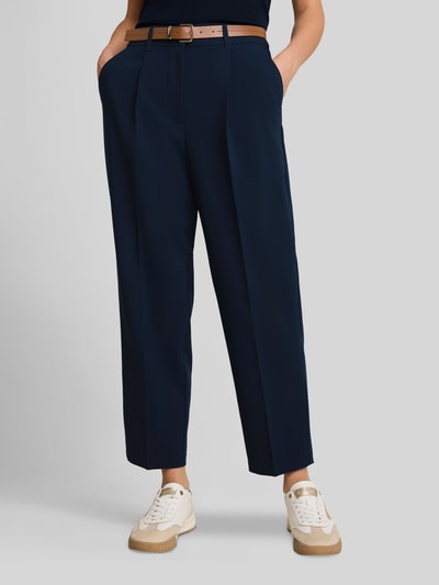 Tom Tailor Cropped Fit Hose aus Baumwoll-Lyocell-Mix mit Gürtel Marine 4