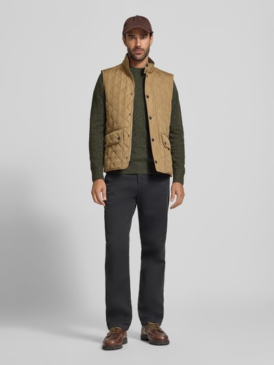 Barbour Pullover aus Woll-Seide-Mix mit Rundhalsausschnitt Modell 'TISBURY' Dunkelgruen 1