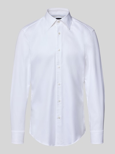 Produktfoto, Slim Fit Businesshemd aus reiner Baumwolle Modell 'H-HANK-K' von BOSS, Optik: Unifarben, durchgehende Knopfleiste, Twill, Weiß