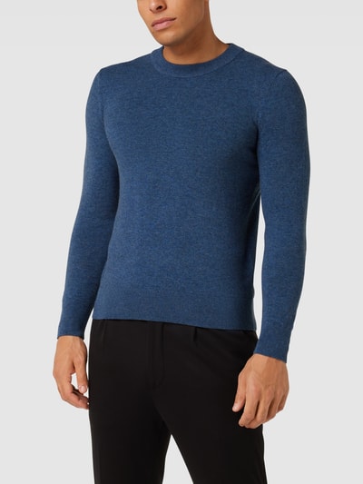 Marc O'Polo Strickpullover mit Logo-Stitching Blau Melange 4