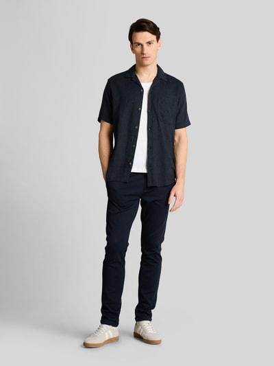 Tom Tailor Regular Fit Freizeithemd aus Leinen-Baumwolle-Mix Marine 1