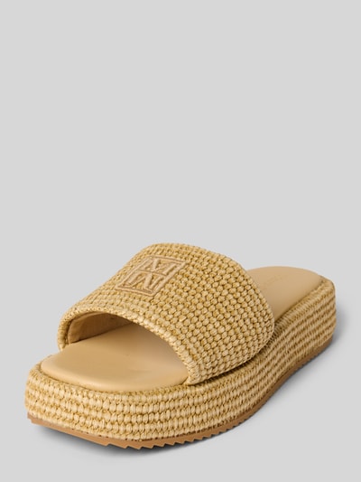 Marc O'Polo Plateau-Slides in Bastoptik Beige 1