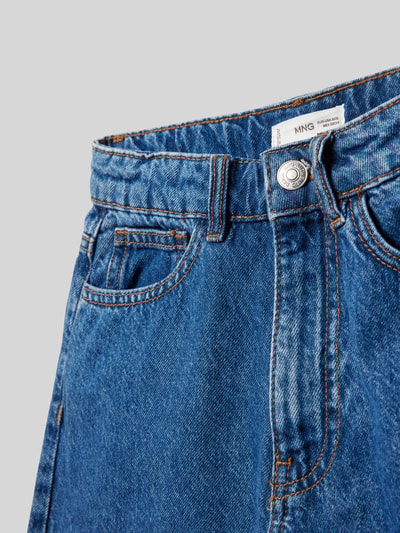 Mango Regular Fit Jeansshorts mit Fransen Blau 2